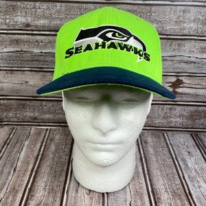 SEATTLE SEAHAWKS Football Youth Large Size Lime Green Navy Blue Snapback Cap Hat